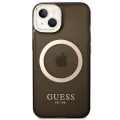 Etui Guess Gold Outline Translucent MagSafe na iPhone 14 Plus - czarne