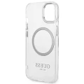 Etui Guess Metal Outline MagSafe na iPhone 14 Plus - srebrne