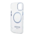 Etui Guess Metal Outline MagSafe na iPhone 14 Plus - niebieskie