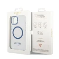Etui Guess Metal Outline MagSafe na iPhone 14 Plus - niebieskie