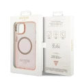 Etui Guess Gold Outline Translucent MagSafe na iPhone 14 Plus - różowe