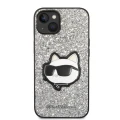 Etui Karl Lagerfeld Glitter Choupette Patch na iPhone 14 Plus - srebrne