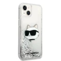 Etui Karl Lagerfeld Glitter Choupette Head na iPhone 14 Plus - srebrne