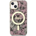 Etui Guess Flower MagSafe na iPhone 14 Plus - różowe