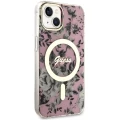 Etui Guess Flower MagSafe na iPhone 14 Plus - różowe