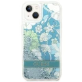 Etui Guess Flower Liquid Glitter na iPhone 14 - zielone