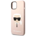 Etui Karl Lagerfeld Silicone Karl's Head MagSafe na iPhone 14 - jasnoróżowe