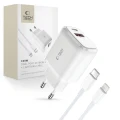 Ładowarka Tech-Protect C20W sieciowa USB-C PD 20W / USB-A QC 3.0 z kablem USB-C / Lightning - biała