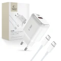 Ładowarka Tech-Protect C20W sieciowa USB-C PD 20W / USB-A QC 3.0 z kablem USB-C / USB-C - biała