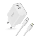 Ładowarka Tech-Protect C35W sieciowa 2x USB-C PD 35W z kablem USB-C / Lightning - biała