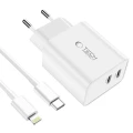Ładowarka Tech-Protect C35W sieciowa 2x USB-C PD 35W z kablem USB-C / Lightning - biała