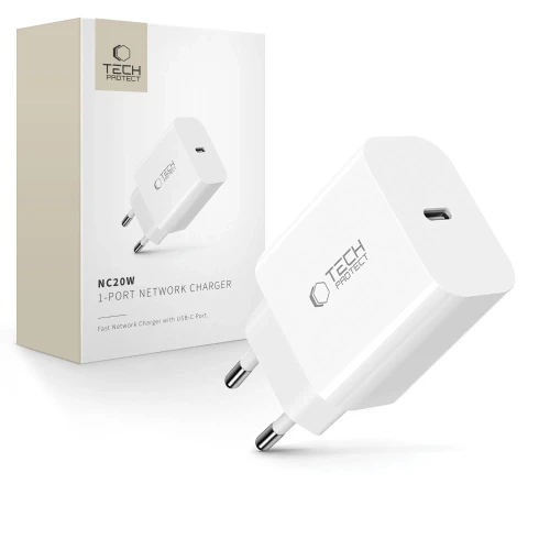 Ładowarka sieciowa Tech-Protect NC20W port USB-C - biała