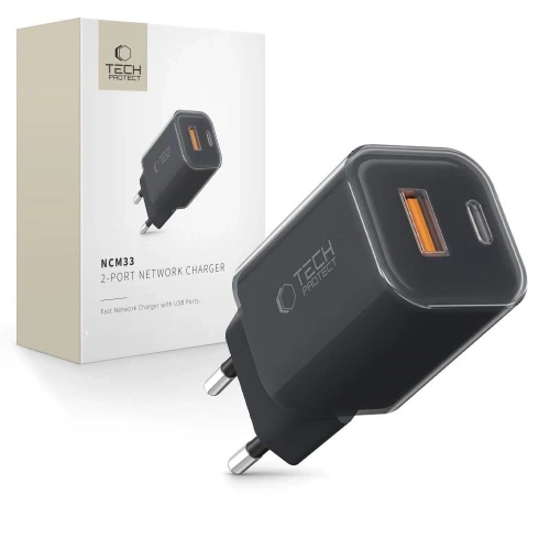 Ładowarka sieciowa Tech-Protect NCM33W 2-porty PD33W/QC3.0 - czarna