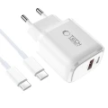 Ładowarka sieciowa Tech-Protect NCA20 PD 20W QC3.0 USB-A / USB-C + Kabel USB-C / USB-C 100cm - biała
