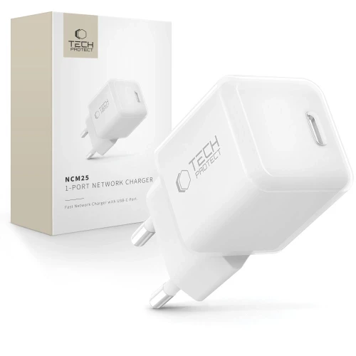 Ładowarka sieciowa Tech-Protect NCM25 USB-C PD 25W - biała