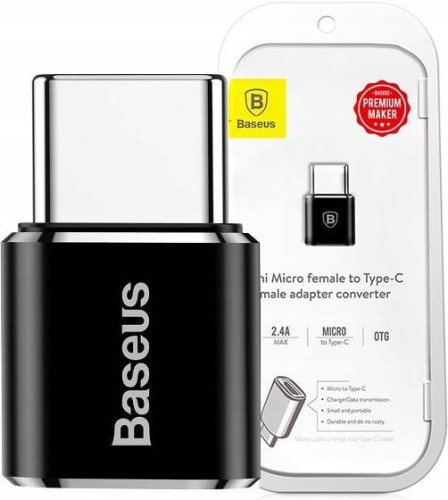 Adapter Baseus Mini przejściówka z micro USB na USB-C - czarny