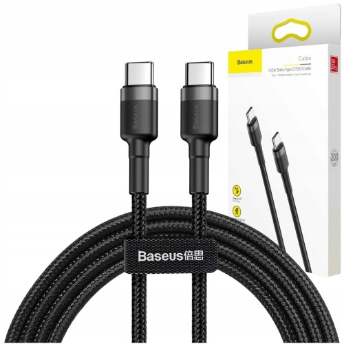 Kabel Baseus CATKLF-HG1 USB-C - USB-C PD QC 60W 3A 480Mb/s 2m - czarno-szary