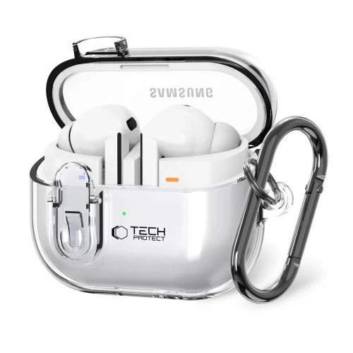 Etui Tech-Protect FlexAir z karabińczykiem na Samsung Galaxy Buds 3 / 3 FE / 3 Pro - przezroczyste