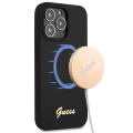 Etui Guess Silicone Script Gold Logo MagSafe na iPhone 13 Pro Max - czarne