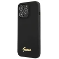 Etui Guess Silicone Script Gold Logo MagSafe na iPhone 13 Pro Max - czarne