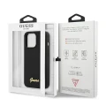 Etui Guess Silicone Script Gold Logo MagSafe na iPhone 13 Pro Max - czarne