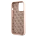 Etui Guess Silicone Script Gold Logo MagSafe na iPhone 13 Pro Max - jasnoróżowe