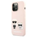 Etui Karl Lagerfeld Silicone Ikonik Karl&Choupette MagSafe na iPhone 13 Pro Max - jasnoróżowe
