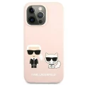 Etui Karl Lagerfeld Silicone Ikonik Karl&Choupette MagSafe na iPhone 13 Pro Max - jasnoróżowe