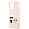 Etui Karl Lagerfeld Silicone Ikonik Karl&Choupette MagSafe na iPhone 13 Pro Max - jasnoróżowe