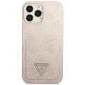Etui Guess 4G Triangle Logo Cardslot na iPhone 13 Pro Max - różowe