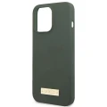 Etui Guess Silicone Logo Plate MagSafe na iPhone 13 Pro Max - zielone