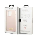 Etui Guess Silicone Logo Plate MagSafe na iPhone 13 Pro Max - różowe