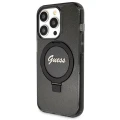 Etui Guess Ring Stand Script Glitter MagSafe na iPhone 13 Pro Max - czarne