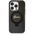 Etui Guess Ring Stand Script Glitter MagSafe na iPhone 13 Pro Max - czarne
