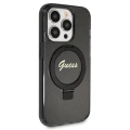Etui Guess Ring Stand Script Glitter MagSafe na iPhone 13 Pro Max - czarne