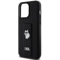 Etui Karl Lagerfeld Gripstand Saffiano Choupette Pins na iPhone 13 Pro Max - czarne