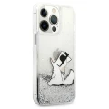 Etui Karl Lagerfeld Liquid Glitter Choupette Fun na iPhone 13 Pro Max 6,7" - srebrne