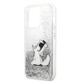 Etui Karl Lagerfeld Liquid Glitter Choupette Fun na iPhone 13 Pro Max 6,7" - srebrne