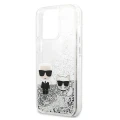Etui Karl Lagerfeld Liquid Glitter Karl&Choupette na iPhone 13 Pro Max 6,7" - srebrne