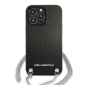 Etui Karl Lagerfeld Leather Textured and Chain na iPhone 13 Pro Max 6,7" - czarne