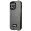 Etui Karl Lagerfeld Saffiano Plaque na iPhone 13 Pro Max 6,7" - srebrne