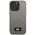 Etui Karl Lagerfeld Saffiano Plaque na iPhone 13 Pro Max 6,7" - srebrne