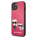 Etui Karl Lagerfeld Ikonik Karl&Choupette na iPhone 13 mini - fuksjowe
