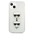 Etui Karl Lagerfeld Glitter Karl's & Choupette Head na iPhone 13 mini - srebrne