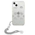 Etui Guess Peony Chain Collection na iPhone 13 mini - srebrne