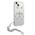 Etui Guess Peony Chain Collection na iPhone 13 mini - srebrne