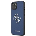 Etui Guess Saffiano 4G Metal Logo na iPhone 13 mini - niebieskie
