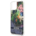 Etui Guess Flower Liquid Glitter na iPhone 13 mini - niebieskie