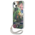 Etui Guess Flower Strap na iPhone 13 mini - niebieskie