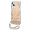 Etui Guess Flower Strap na iPhone 13 mini - złote
